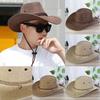 Western Cowboyhut Retro Sheriff Kappe Sonnenschutz Mit Windband Hut Männer Und Frauen Reiten Tourismus Angeln Sonnenschutzkappe