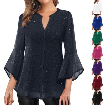 Womens 3/4 Long Sleeve Shirts Tunic Tops Oversized Tshirts Loose Fit Fall Fashion Tops Clothes