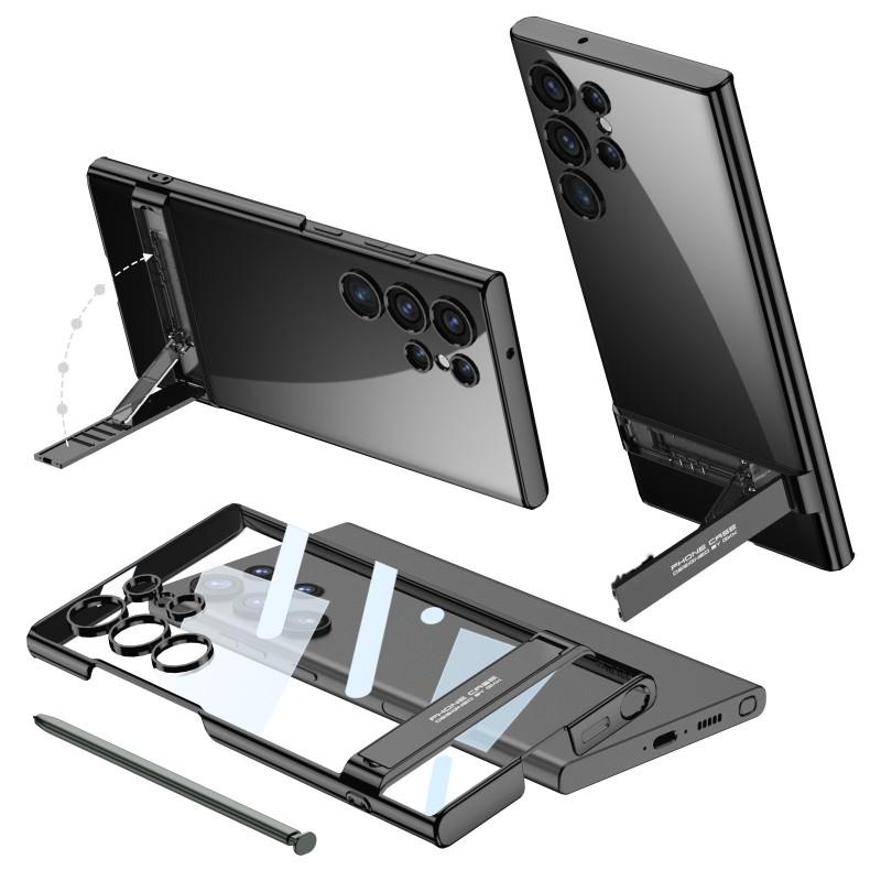 Transparent Electroplated Phantom Case Galaxy S24 Ultra With Precision Cutouts Kickstand Support