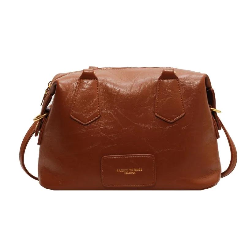 Weiche Einfarbige Damen Henkeltaschen Steckfach Innentasche Lässige Tasche Mode