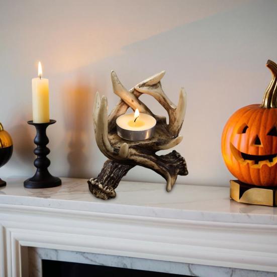Yousheng Vintage Deer Antler Candle Holder Gothic Antler Tealight Candle Stand Candlestick Table Centerpiece Home Office Desktop Decoration