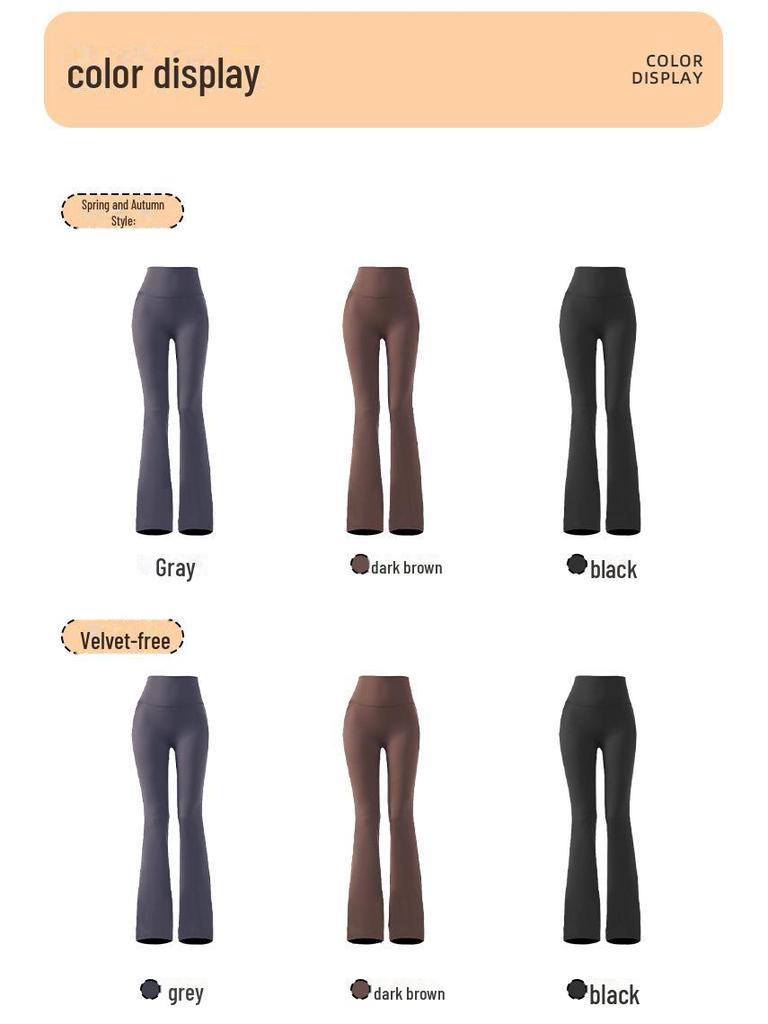 Women's High Waist Tummy Tuck Fleece Flared Yoga Pants for Autumn/Winter