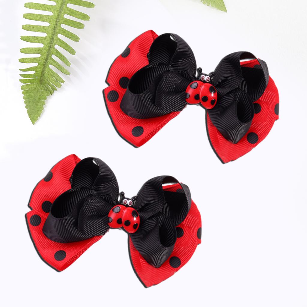 Stylish Ladybug Patterned Bows Hair Clips Cartoon Hair Decoration Hairpieces for Little Girls' Daily Outfits and Events