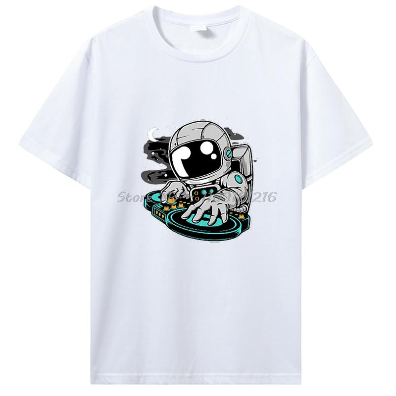 Space Astronaut T-shirt Oversized Tshirt Casual Printed Tops Cotton Fitness Short Sleeve Oversized T Shirt Unisex Men's Clothing
