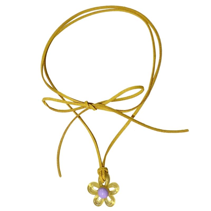 Регулируемая Цепочка Цветной Цветок Подвеска Ожерелье Слива Чокер Юбилейные Украшения Y2k Ожерелье Завязывающийся Чокер
