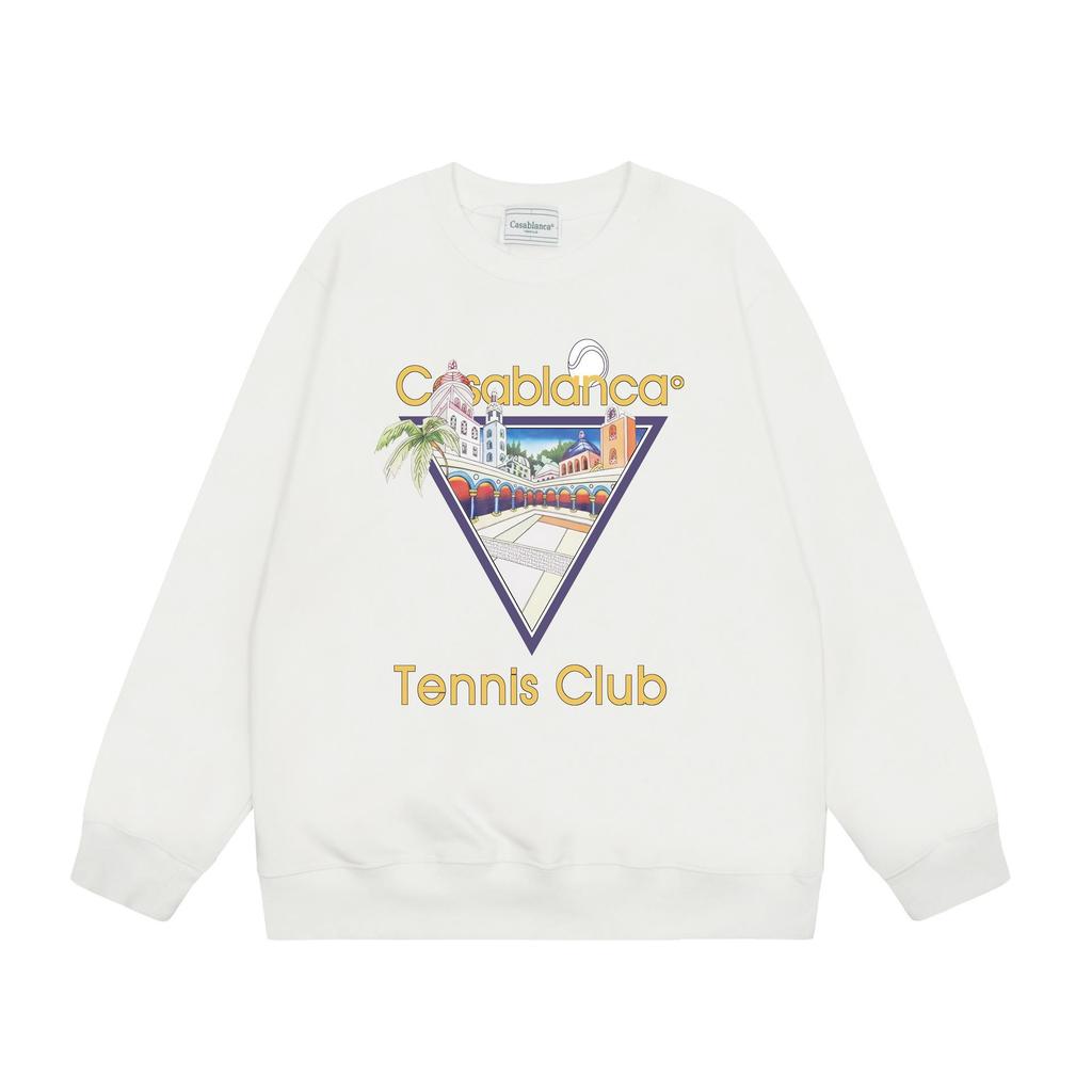 CASABLANCA Unisex Letter Print Terry Sweatshirt, New Style Round Neck