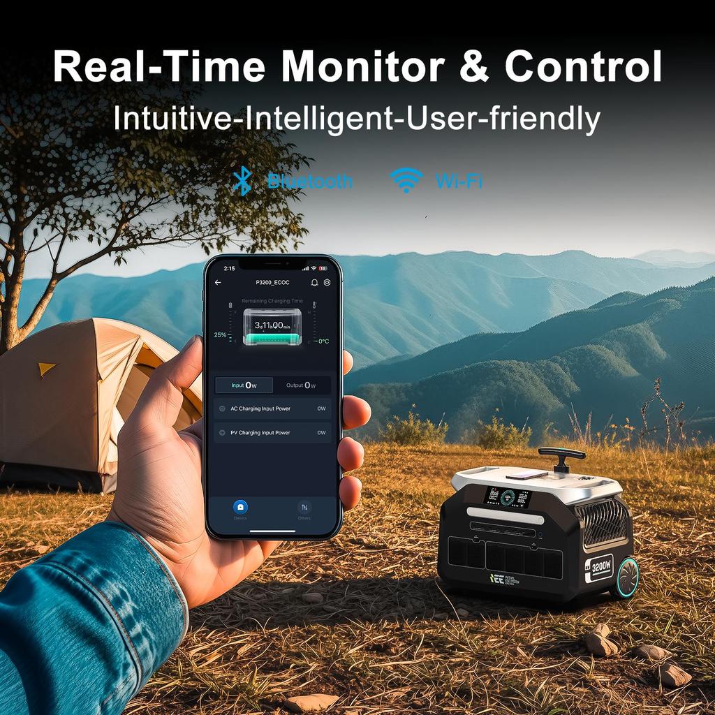 IEE P3200 3200W Portable Power Station, 2048Wh Solar Generator with LiFePO4 Battery, Fast Charging, APP Control, 16 Ports, UPS Portable Power Station