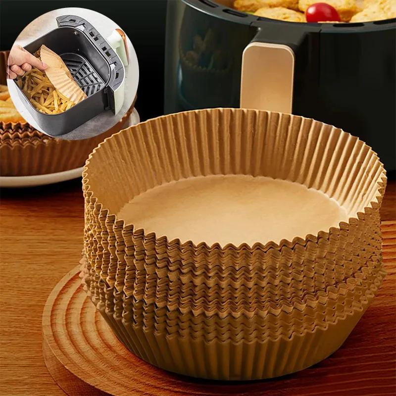 Non-Stick Air Fryer Liners Special Paper for Air Fryer Circular Baking Disposable Silicone Oil Oil Resistant Paper Tray Food Grade