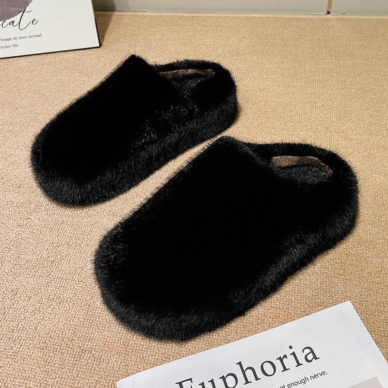 Women's Baotou Lightweight and Comfortable a Footstirrup Heightening Winter Warm Cold Padded Non-slip Wear-resistant Leisure Cotton Slippers
