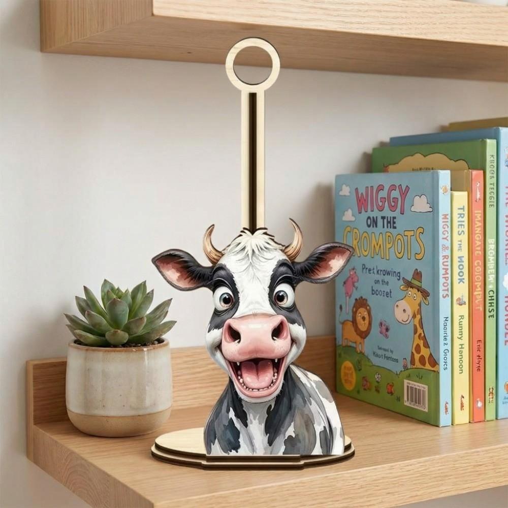 Animal Themed Animal Wooden Tissue Holder Food Wrap Wooden Kitchen Towel Rack Vertical Cloth and Towel Cartoon Cattle Cat Dog