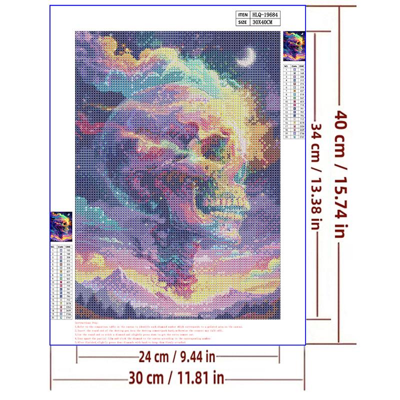 5d DIY Diamond Painting Cross Stitch Abstract Colored Skull Diamond Embroidery Mosaic Full Round Drill Home Decor Arts