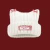 Sweet bow cat ear knitted pullover hat for women, small face in autumn and winter, warm and fashionable versatile wool hat