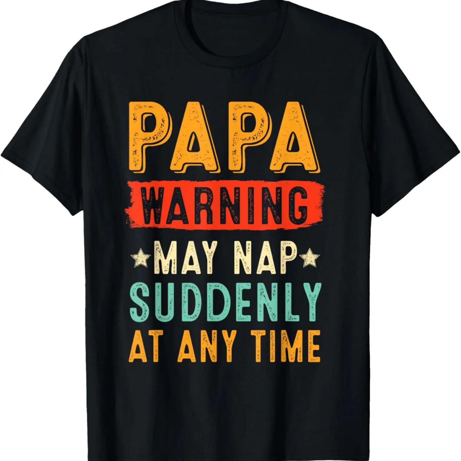 

Papa Warning May Nap Suddenly At Any Time Vintage Father Day T-Shirt S чёрный