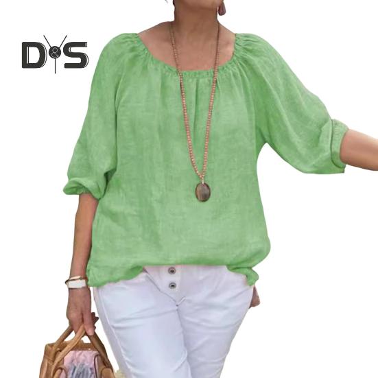 Damer Topper Rund Hals Halv Erm Løs Passform Casual Topper Ensfarget Pustende Lett T-skjorte