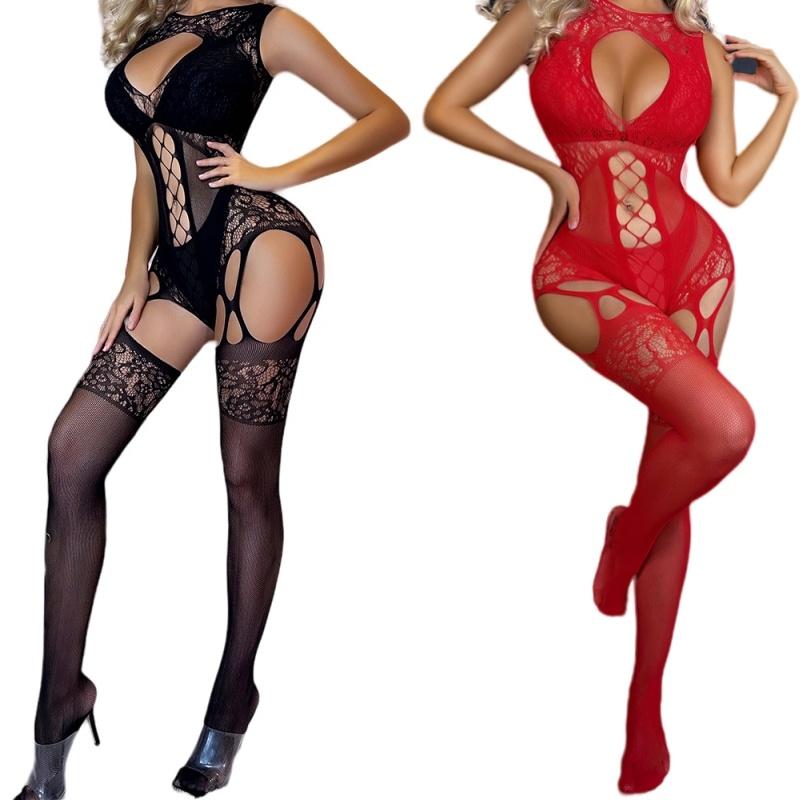 Sexy Hollow Fishnet See-through One-piece Lingerie Plus Size Open Net Lingerie Sexy for Women