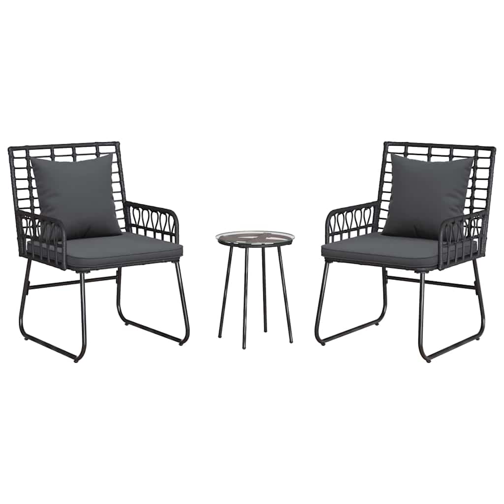 Garden Dining Set 3 pcs Black and Anthracite Poly Rattan