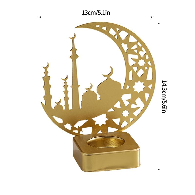 Ramadan Candlestick Home Decor Eid Mubarak Candle Holder Table Ornament Muslim Festival Party Crescent Moon Star Decor