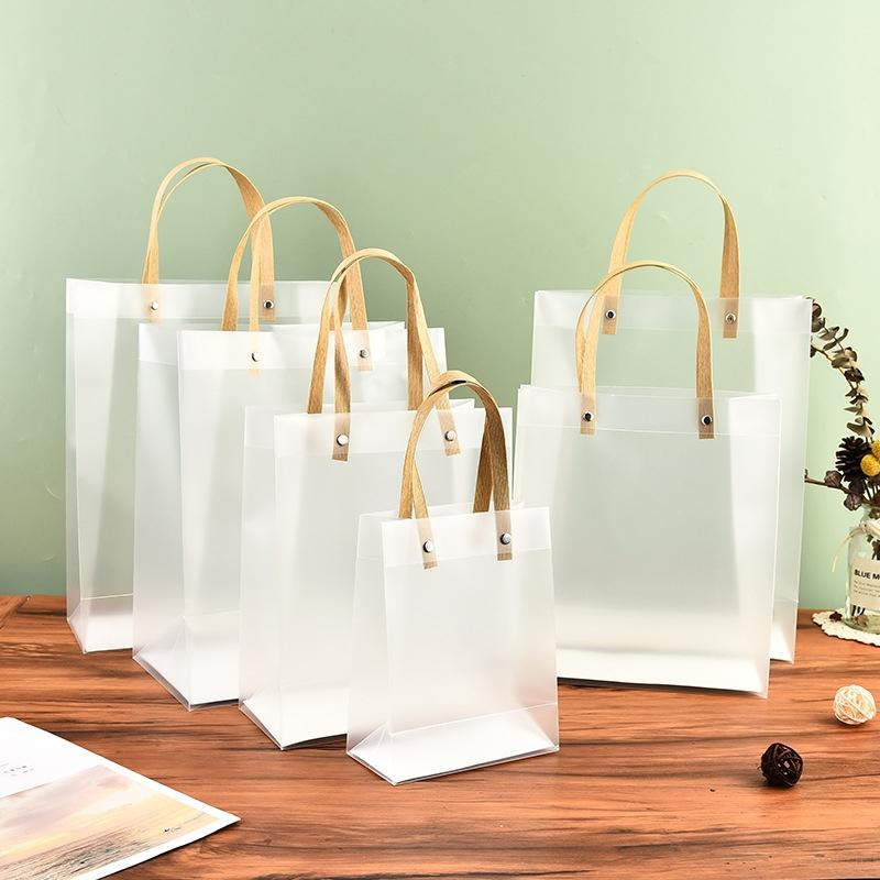 10/20Pcs Frosted Tote Bag Reusable Pvc Waterproof Transparent Companion Gift Wrapping Bag Festival Gift Carrying Bags Guest Gift