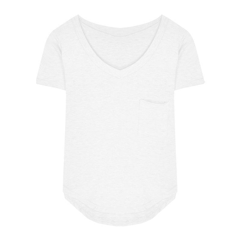 

T-shirt women s summer new v-neck design sense stacked bottoming shirt irregular spice girl pure desire short-sleeved top M