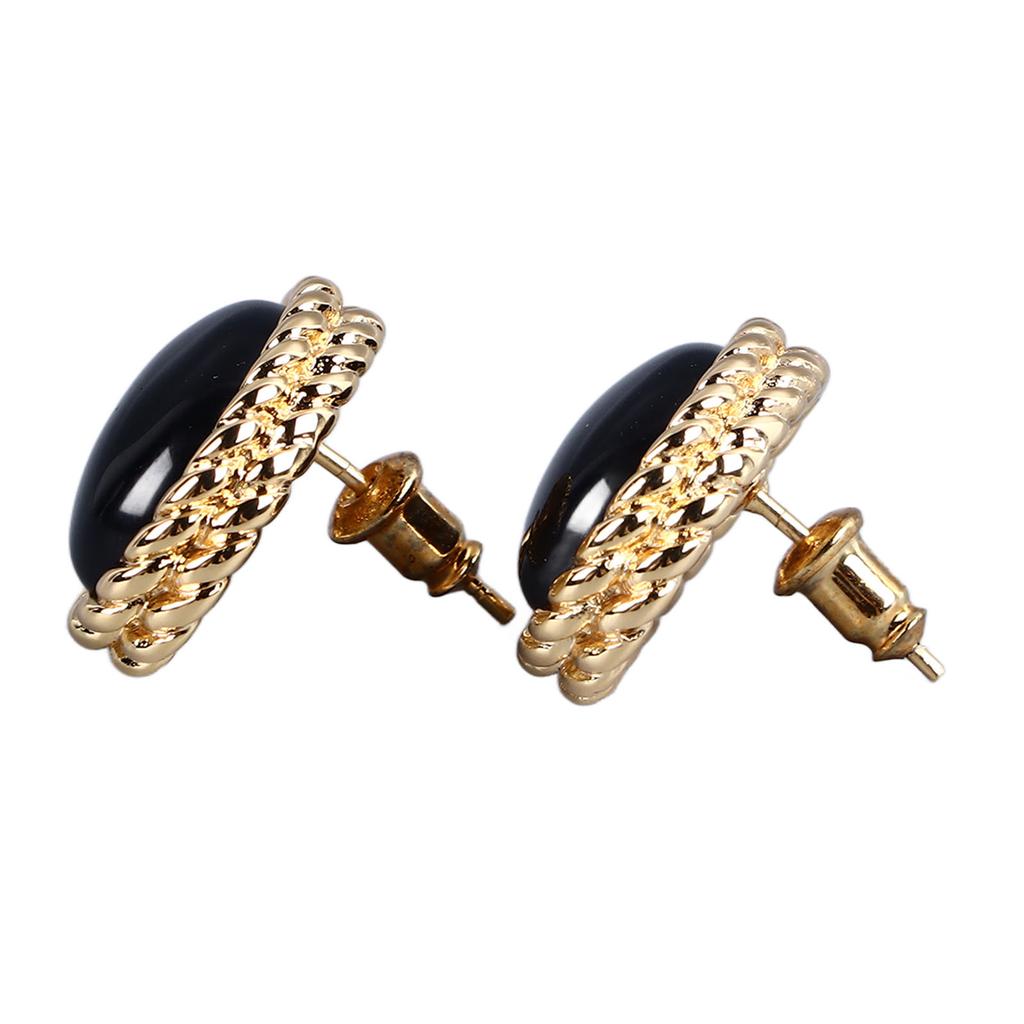 Vintage Achat Ohrstecker Kupferplattierung 18k Gold Schwarzer Achat Ohrstecker Exquisite Ohrringe für Frauen