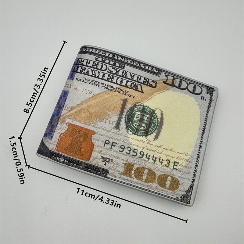 Funny Wallet For Boys Men Pu Leather Money Bag Novelty Gift Teens Students Purse Women Male Coin Pouch 100Dollar Pattern Wallet