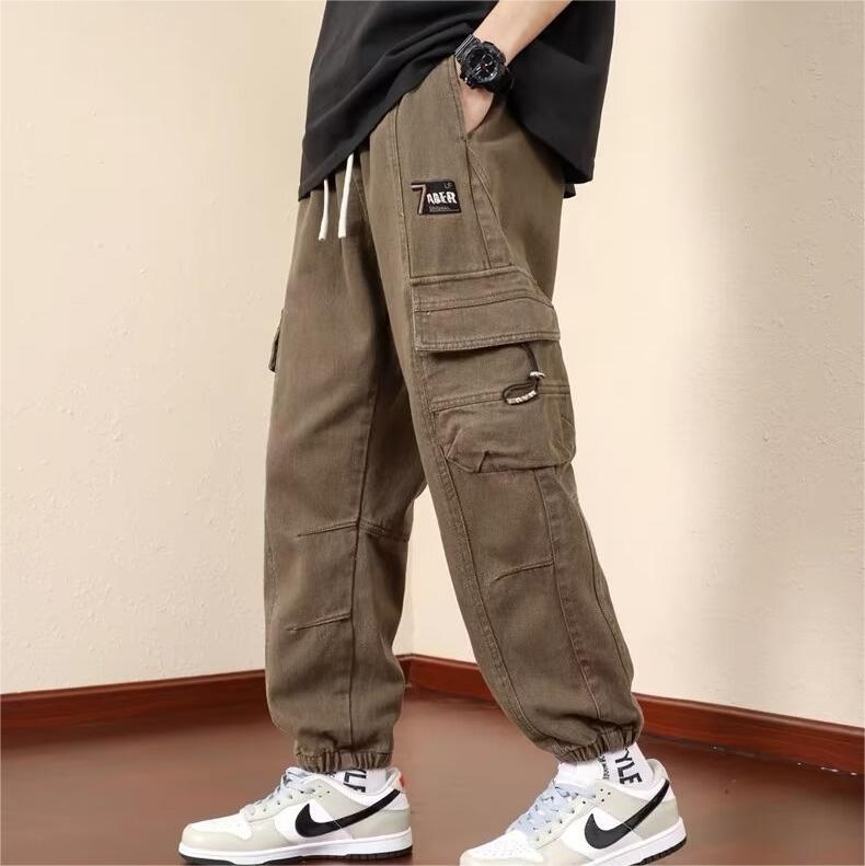 overalls men's spring and autumn new ins trendy brand loose casual pants student fashion labeling ruffian handsome leggings