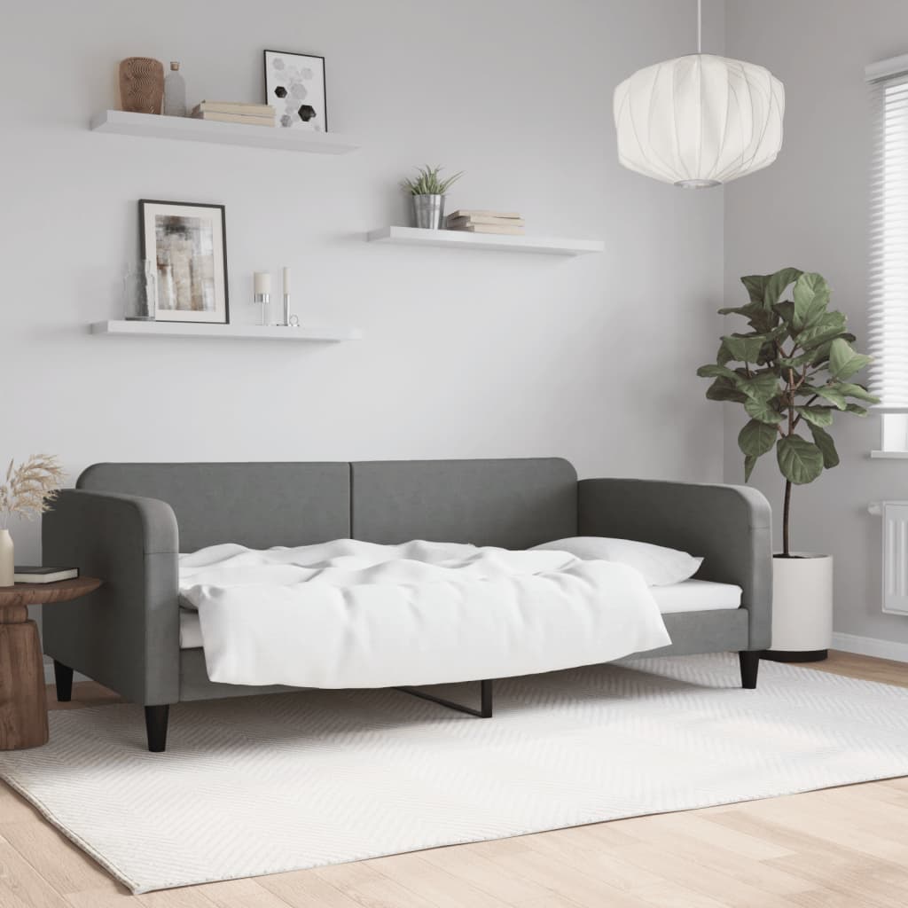 Vidaxl Sofa With Sleeping Function, Dark Gray, 100X200 Cm, Upholstered In Fabric