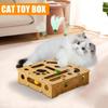 Cat Puzzle Toy Cat Toys Puzzle Wood Box with Feather and Balls Indoor Sports Entertainment Hunting Interactive Spring Cat Teaser