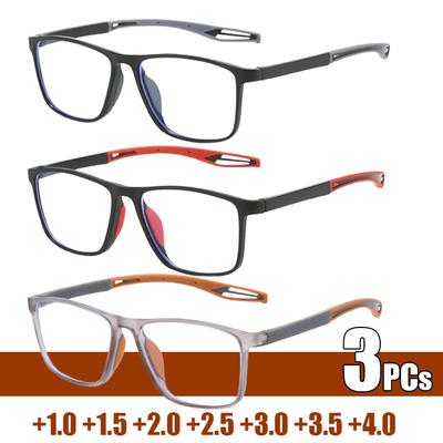 3PCS Reading Glasses Men Anti Blue Presbyopic Eyeglasses Antifatigue Computer Eyewear +1.0 +1.5 +2.0 +2.5 +3.0 +3.5 +4.0