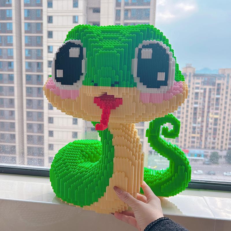 New Snake Year New Super Large Green Snake Building Blocks Assembly Toy Puzzle Pendant Puzzle Toy Children'S Gift