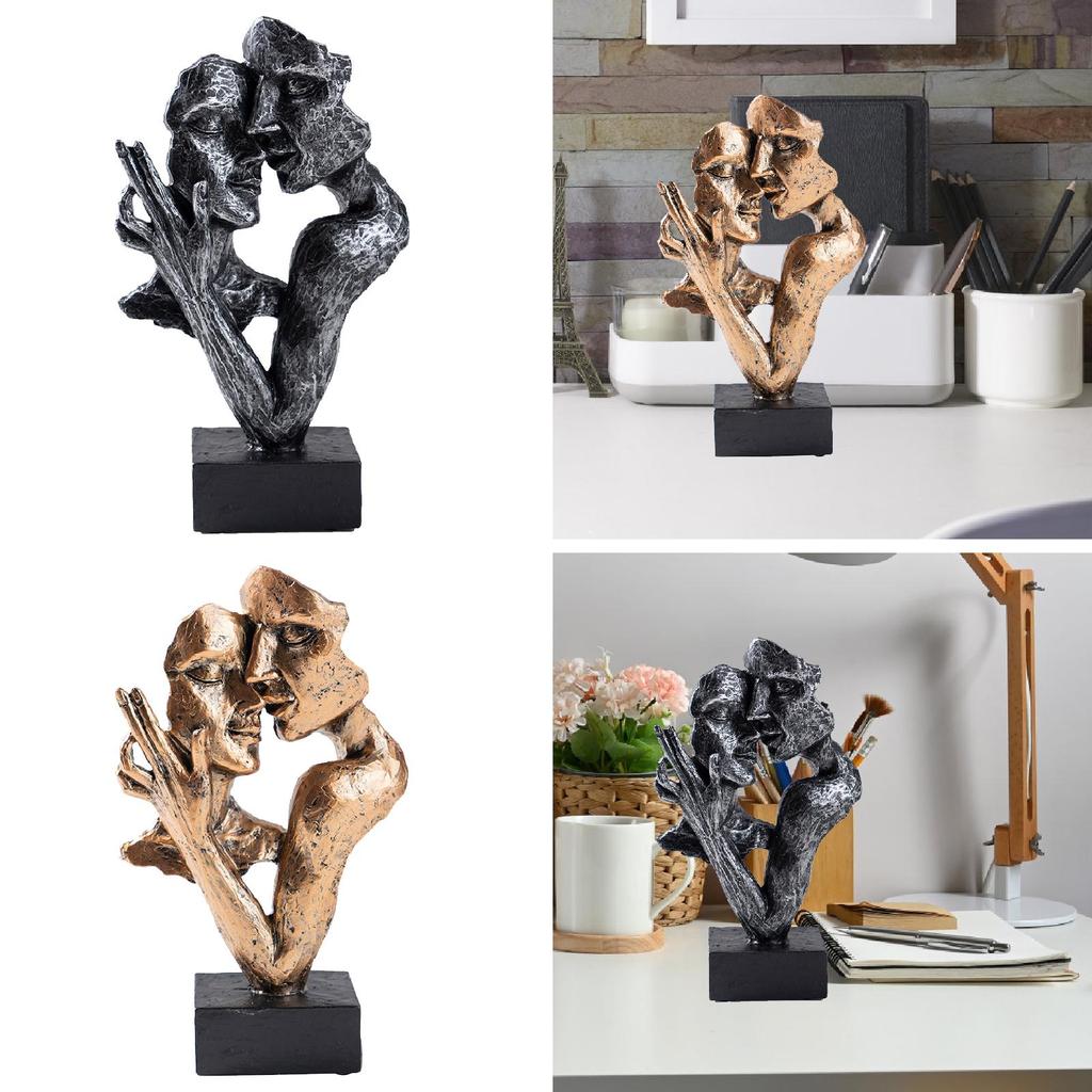 Abstrakt Kyssande Par Ansikte Skulptur Nyhet Kyssande Älskare Staty för Sovrum Bokhylla Öppen spis Semester Alla Hjärtans Dag Gåva