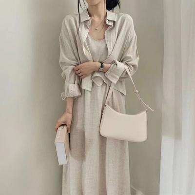 Dámské francouzské vintage podzimní módní šaty bez ramínek, které omlazují, s halenkou, sexy šik šaty, košilový set, dvoudílný outfit