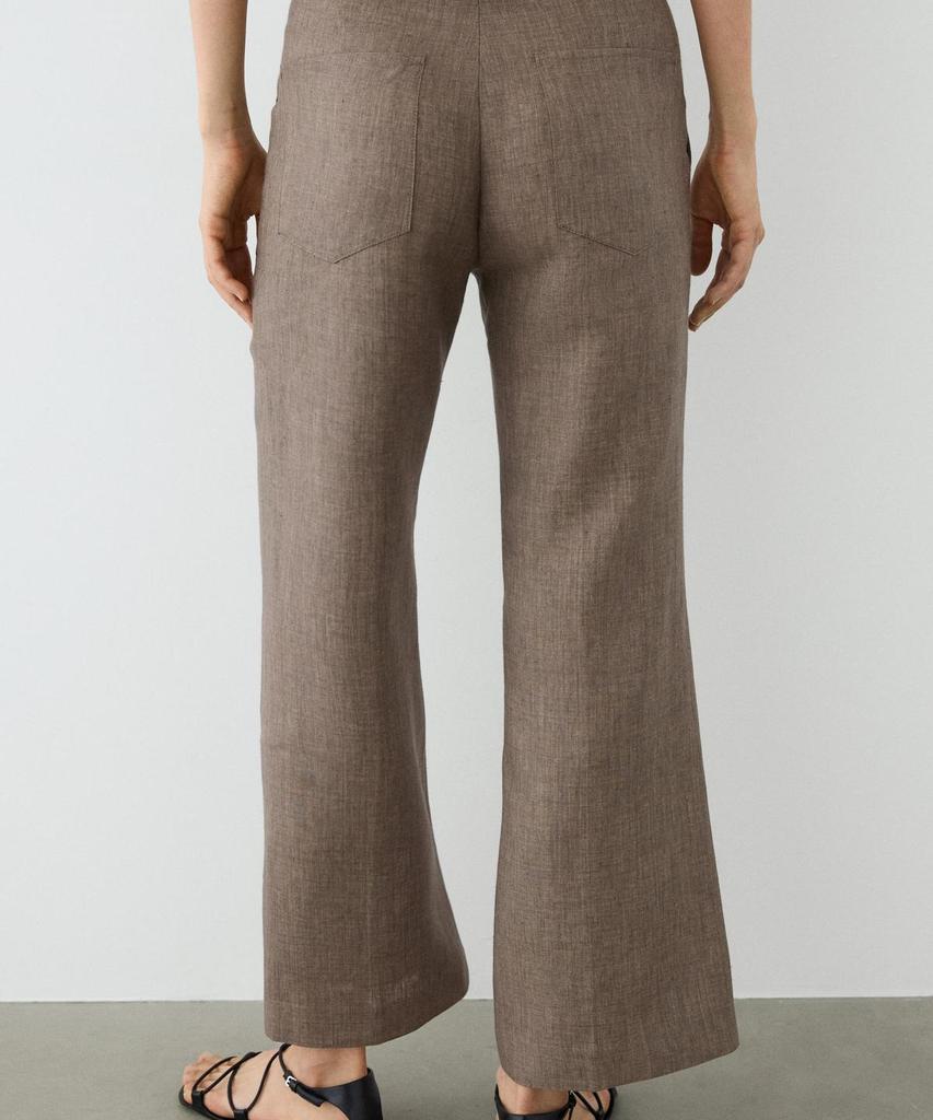 Masimodutti Linen Crop Kick Flare Pants