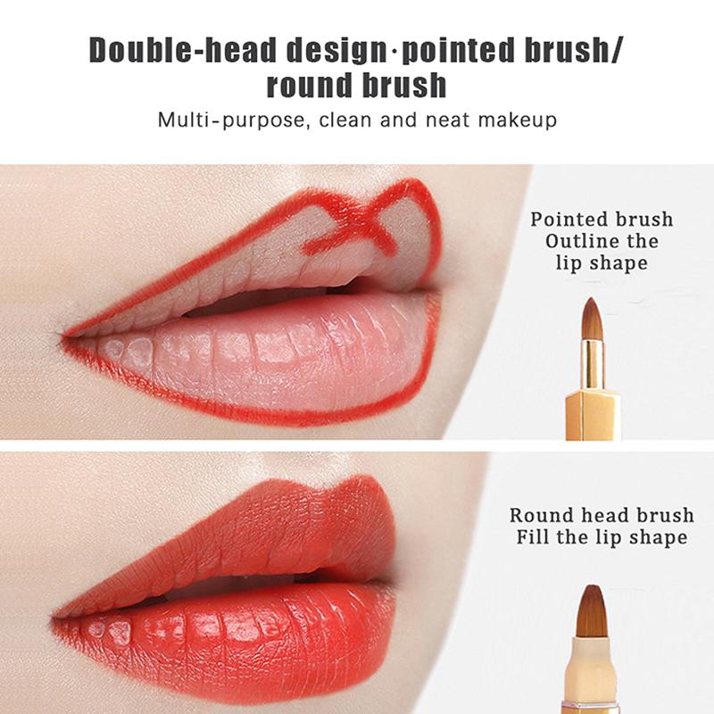 Portable Soft Retractable Lip Brush Double Head Makeup Brush With Cover Lipstick Brush Concealer Brushes Beauty Tool
