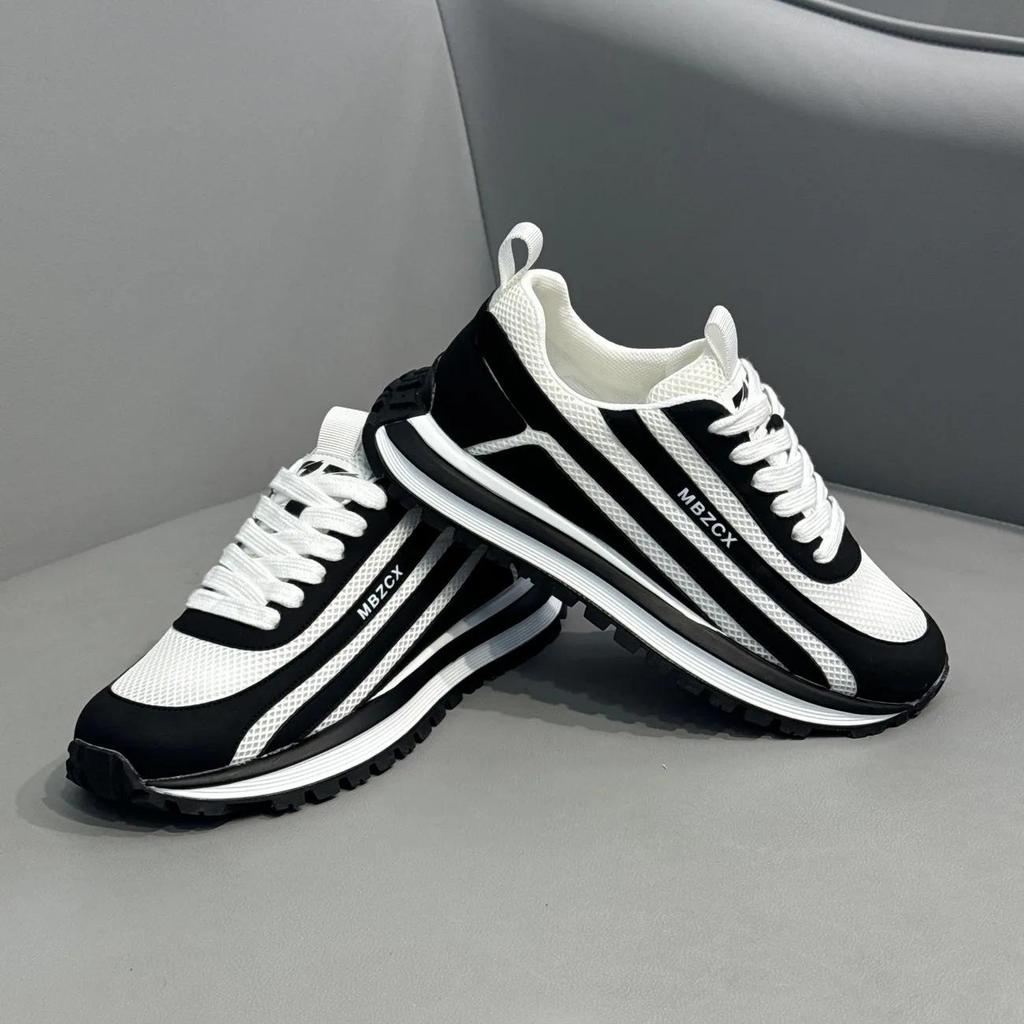 Men's Trendy European Mesh Running Shoes - Versatile & Breathable Casual Sneakers for Teens & Dads
