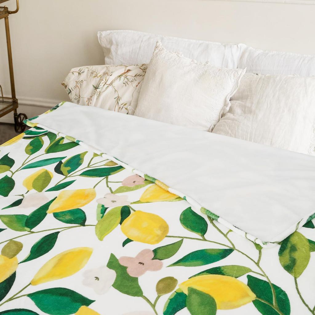 Lemon Series Printed Blanket Single Layer Fleece Blanket Quilt, Home Sofa Blanket Lunch Break Air Conditioning Blanket Cover