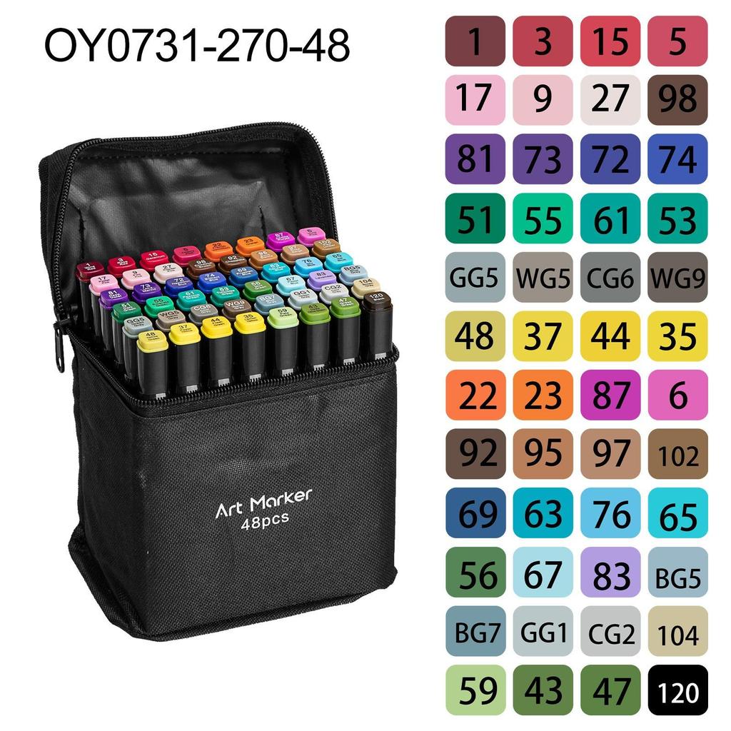 24/48/60 Color Dual Tip Alcohol Based Marker Pens,art Drawing Marker Pen for Artist and Student