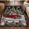Charming Snowman & Red Truck Area Rug - Soft, Comfortable Polyester Carpet for Home Decor, Perfect Gift Idea,
