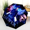 Fiery Dual Nature: Human Devil Folding umbrella travel Portable Sun umbrella Umbrella Three folds