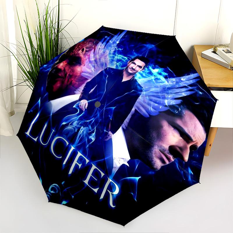 Fiery Dual Nature: Human Devil Folding umbrella travel Portable Sun umbrella Umbrella Three folds