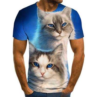 Neues Herren Kurzarm T-Shirt Katzen Serie 3D Gedrucktes Kurzarm T-Shirt