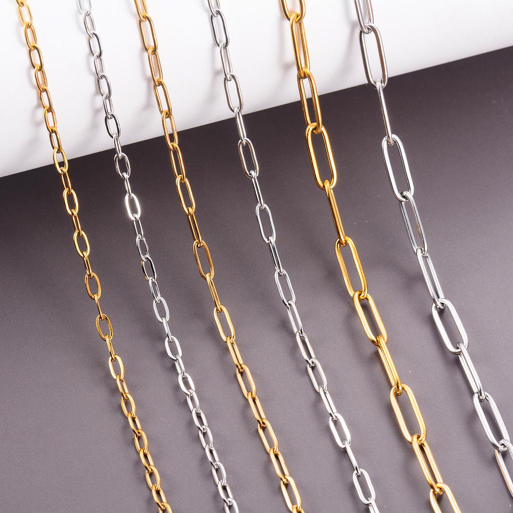 2.5/2.7/4mm Stainless Steel Gold/Silver Color Paper Clip Link Chain Necklace Fashion Jewelry Can Be Customized Length 14-30inch