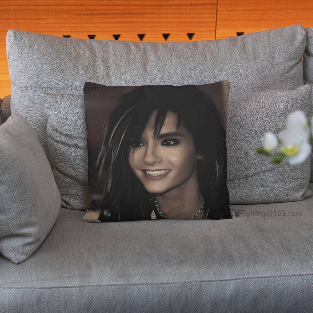 Federa Cuscino Quadrata Stampa Double-Sided Peluche Corto Copricuscino Divano Camera da Letto Comodino T-Tom Kaulitz Bill Kaulitz
