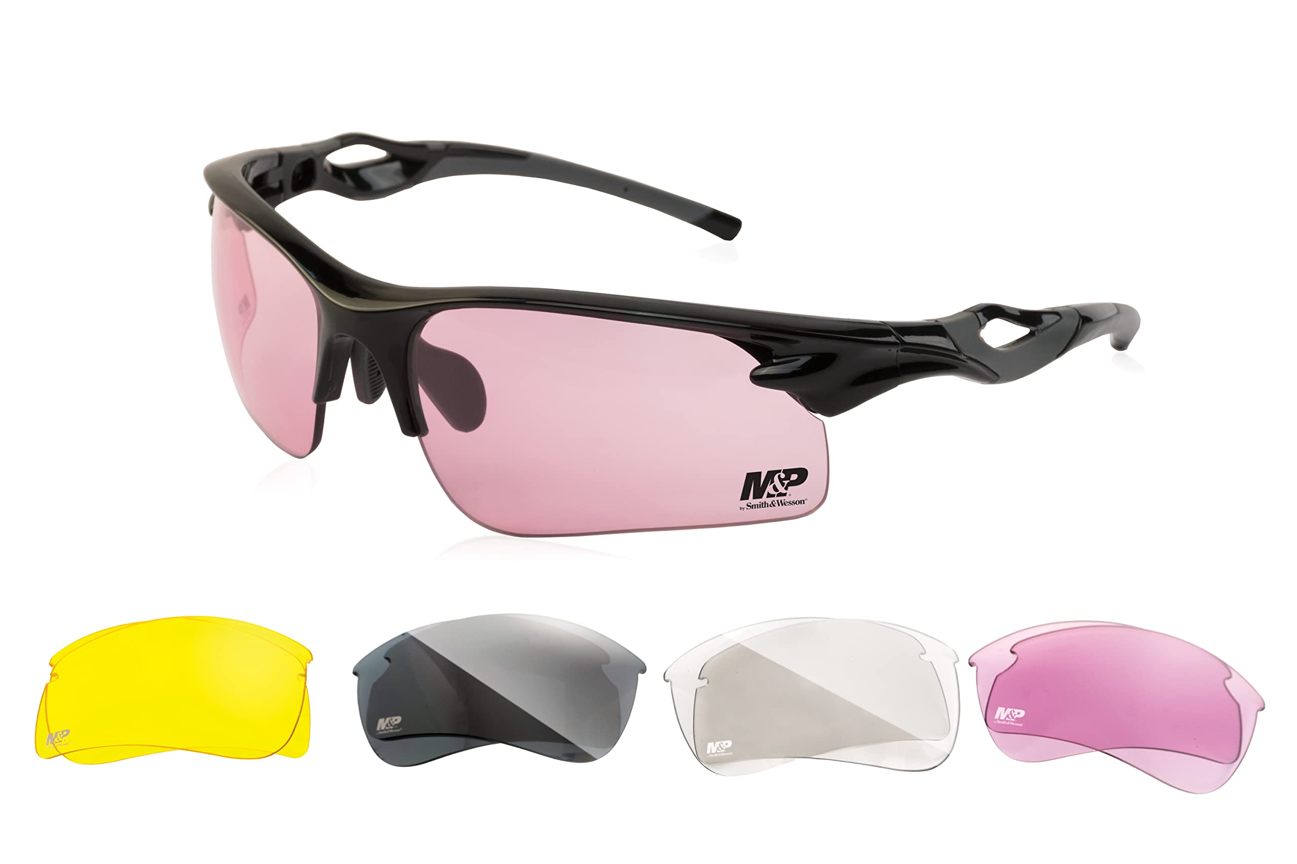 

Smith & Wesson M&P Harrier Half-Frame Interchangeable Shooting Glasses with Impact-Resistant and Anti-Fog Lenses for Shooting, Outdoor Use