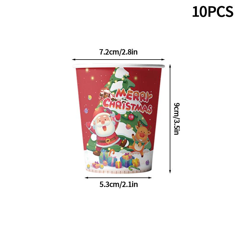

2025 Christmas Party Disposable Tableware Santa Claus Pattern Paper Plates Cups Christmas Tree Napkin Merry Christmas Supplies
