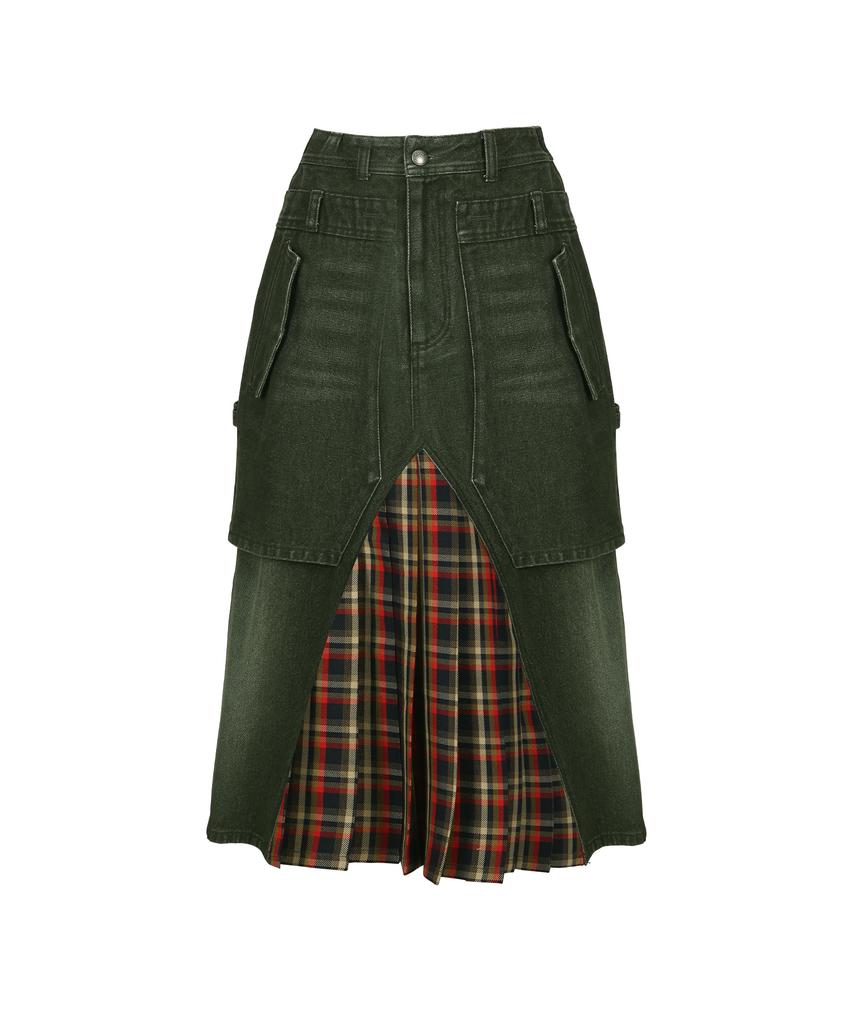 Andersson Bell Raptor Layered Pleats Skirt Apa860W(Washed Green)