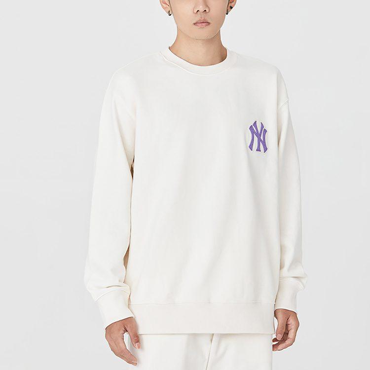 MLB Cashew Flower Sweatshirts Unisex Ecru Crew Neck Moderate Regular 3AMTI0126-50CRS