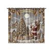 2 Christmas Tree Santa Claus Print Perforated Blackout Curtains Various Size Living Room Insulation Decoration Machine Washable