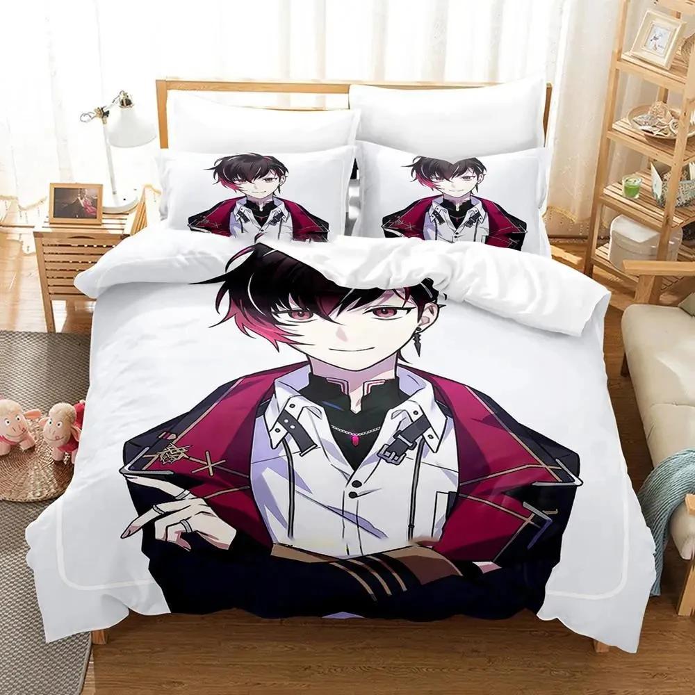 Anime Ver Vermillion NIJISANJI EN Set di biancheria da letto Copripiumino Set di letto Copripiumino Federa Trapunta king Queen Size Ragazzi Adulto