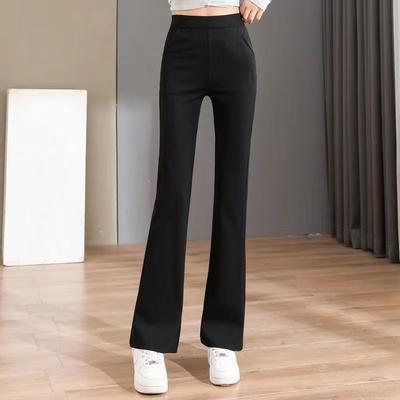 Women's Trousers Summer Thin Elastic Waist Versatile Slim Black Casual Pants Bootcut Pants